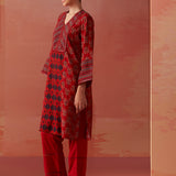 Arayna Red Printed Chanderi Kurta for Women