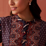 Anavya Navy Blue Printed Georgette Top