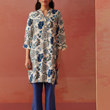 Yasmin Blue Printed Rayon Kurti for Women