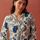 Yasmin Blue Printed Rayon Kurti for Women