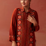 Hayat Maroon Printed Viscose Tunic for Women