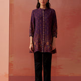 Zaina Purple Printed Cotton Modal Shirt for Women