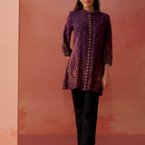 Zaina Purple Printed Cotton Modal Shirt for Women