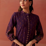 Zaina Purple Printed Cotton Modal Shirt for Women