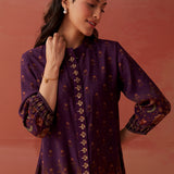 Zaina Purple Printed Cotton Modal Shirt for Women