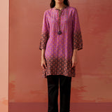 Safeera Lavender Printed Viscose Top for Women