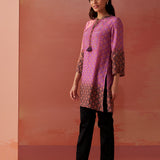 Safeera Lavender Printed Viscose Top for Women