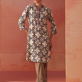 Tisha Purple Printed Rayon Straight Mirror Work Kurta