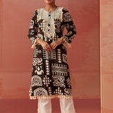 Ravleen Chocolate Brown Printed Long Rayon Kurta