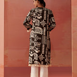 Ravleen Chocolate Brown Printed Long Rayon Kurta