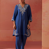 Faiza Berry Blue Embroidered Co-ord Set for Women