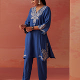 Faiza Berry Blue Embroidered Co-ord Set for Women