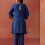 Faiza Berry Blue Embroidered Co-ord Set for Women