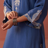 Faiza Berry Blue Embroidered Co-ord Set for Women