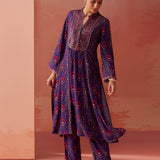 Sania Purple Printed Rayon Kurta Set