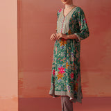 Shibra Emerald Printed Rayon Kurta Set