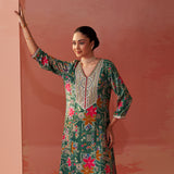 Shibra Emerald Printed Rayon Kurta Set