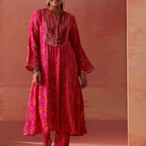 Sania Fuchsia PinkPrinted Rayon Kurta Set