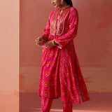 Sania Fuchsia PinkPrinted Rayon Kurta Set