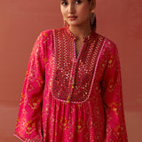 Sania Fuchsia PinkPrinted Rayon Kurta Set