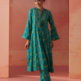 Sania Green Printed Rayon Kurta Set