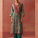 Alisha Sea Green Printed Cotton Kurta Set