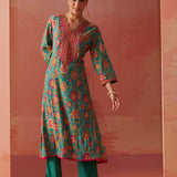 Alisha Sea Green Printed Cotton Kurta Set