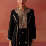 Simra Black Embroidered Rayon Co-ord Set for Women