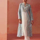 Imara Blue Printed Georgette Kurta Set