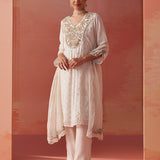 Imara Ivory Embroidered Georgette Kurta Set for Women