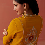 Karima Mustard Embroidered Viscose Kurta Set for Women