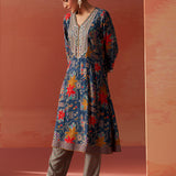 Shibra Blue Printed Rayon Kurta Set