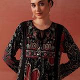 Anaisa Black Printed Rayon Kurta Set for Women