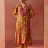 Alisha Mustard Printed Cotton Kurta Set