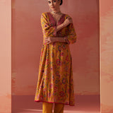 Alisha Mustard Printed Cotton Kurta Set