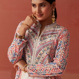 Imara Pink Printed Georgette Kurta Set