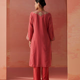 Imara Pink Embroidered Georgette Kurta Set for Women