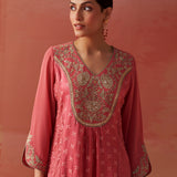 Imara Pink Embroidered Georgette Kurta Set for Women