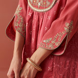 Imara Pink Embroidered Georgette Kurta Set for Women