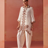 Zoha Ivory Embroidered Rayon Shirt for Women