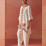 Zoha Ivory Embroidered Rayon Shirt for Women