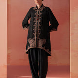 Zoha Black Embroidered Rayon Shirt for Women