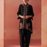 Zoha Black Embroidered Rayon Shirt for Women