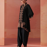 Zoha Black Embroidered Rayon Shirt for Women