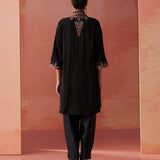 Zoha Black Embroidered Rayon Shirt for Women