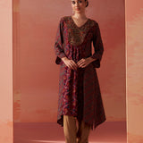 Dilshad Wine Long Printed Kurta for Women