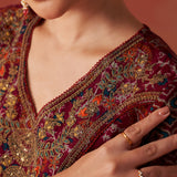 Dilshad Wine Long Printed Kurta for Women