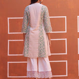 Green schiffli A-Line Kurta with Yoke Sequins Work - Lakshita