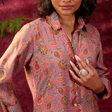 Close view of Noor Turkish Rose Pink Printed Cotton Tunic