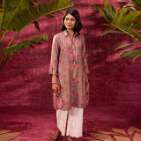 Full view of Noor Turkish Rose Pink Printed Cotton Tunic